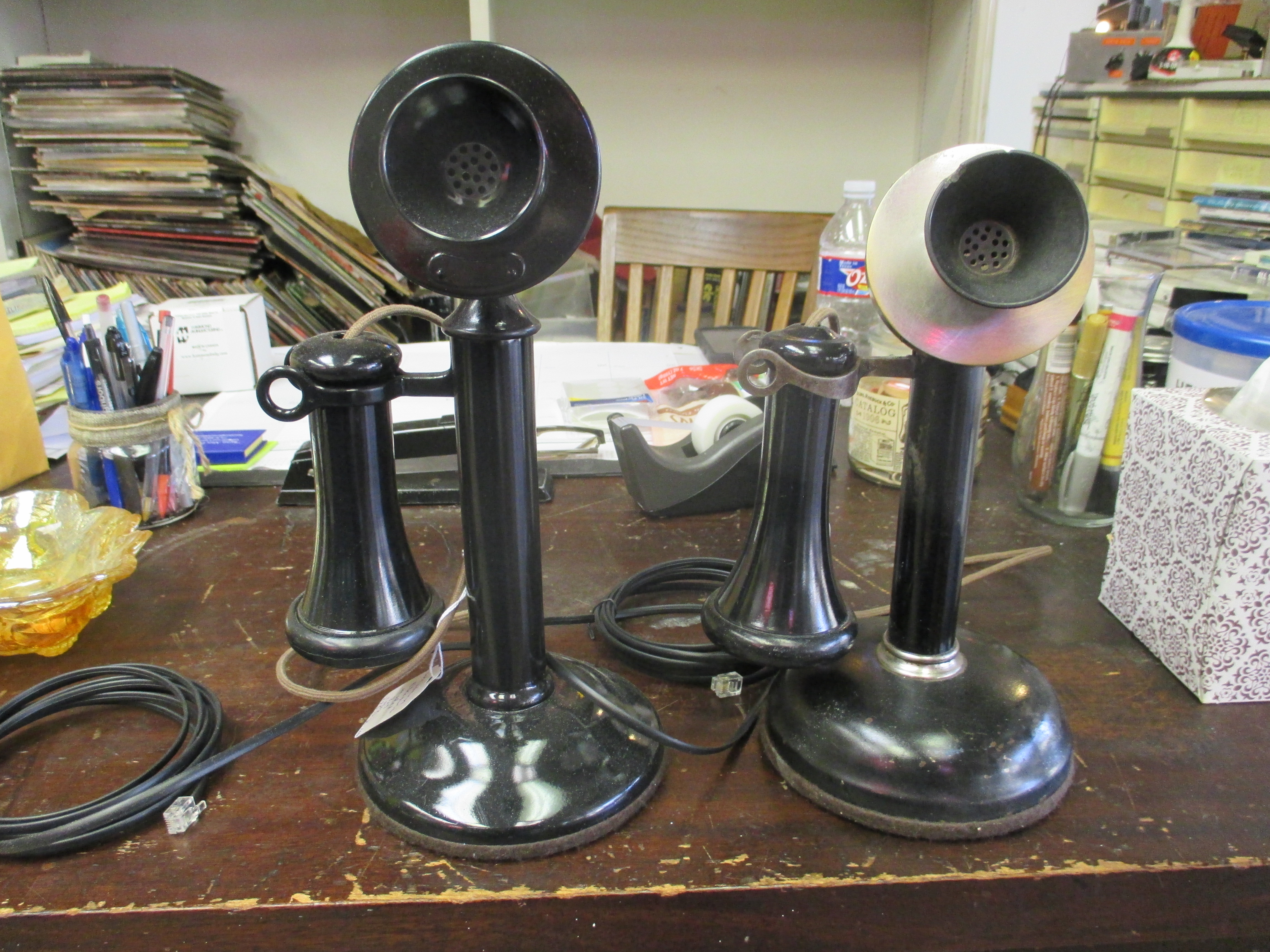 Candlestick Phones non-dial type. Left, Western Electric Model 329 $275. Right, Stromberg Carlson c 1910 $335